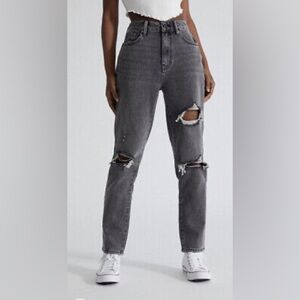 PacSun Faded Black Ripped distress Mom Jeans size 28